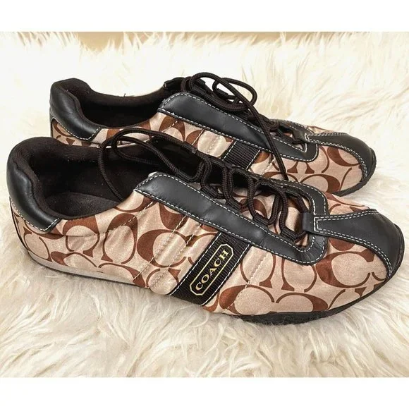 Vintage Y2k Coach Kirby Sateen Satin Monogram Signature Logo Sneakers Shoes 9.5 - Picture 2 of 7